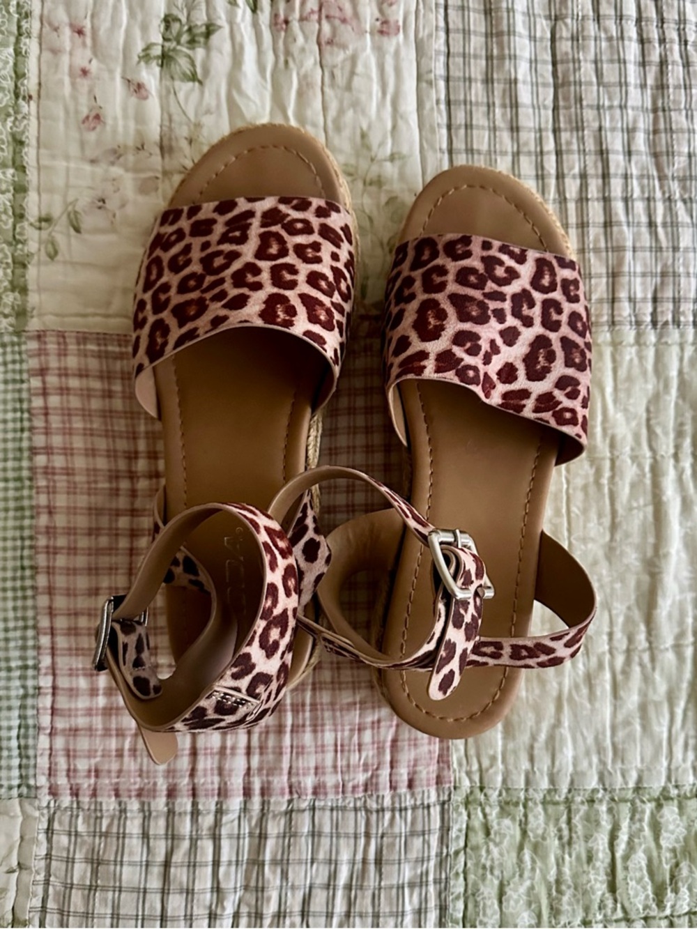Soda Leopard-Print Ankle-Strap Sandals - Pink and Brown